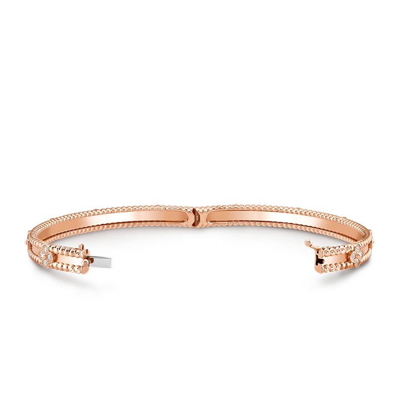 商品Van Cleef & Arpels|Van Cleef & Arpels/梵克雅宝 Perlée sweet trèfles系列 18K金玫瑰金镶嵌钻石四叶草手镯VCARP6X200,价格¥137359,第4张图片详细描述