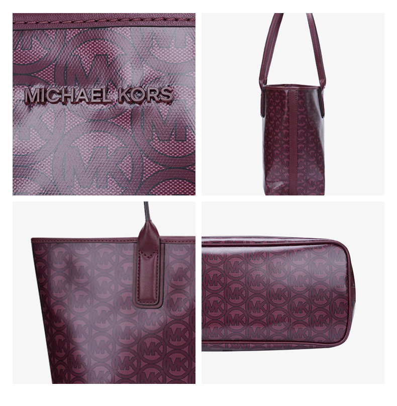 商品Michael Kors|Michael Kors 奥莱款女士PVC配皮单肩手提包35H1T2JT2C-MERLOT,价格¥761,第7张图片详细描述