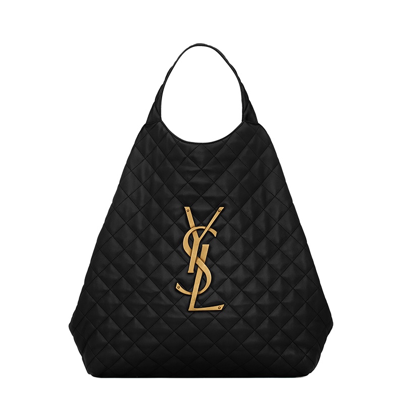 商品Yves Saint Laurent|SAINT LAURENT PARIS/圣罗兰 YSL ICARE系列 女士加大号黑色绗缝羊皮革大号徽标字母金扣单肩手提包,价格¥31540,第3张图片详细描述