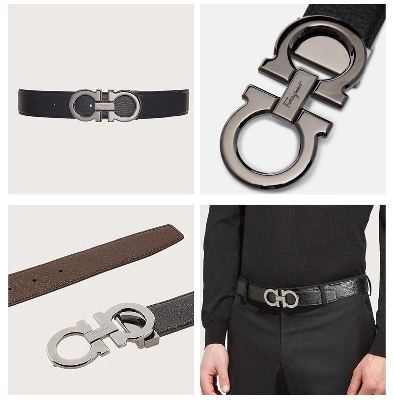 商品Salvatore Ferragamo|【SAvenue】Salvatore Ferragamo 菲拉格慕腰带 黑棕色荔枝纹105(提示：保税�仓货品一人不可超过5单)679710-0689134,价格¥2228,第5张图片详细描述