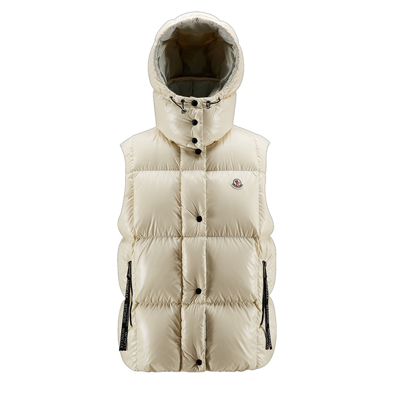 商品Moncler|Moncler/蒙克莱 22年秋冬新款 Luzule系列 女士象牙白/暖灰色漆面尼龙羽绒服马甲H20931A0006468950065,价格¥8703,第2张图片详细描述