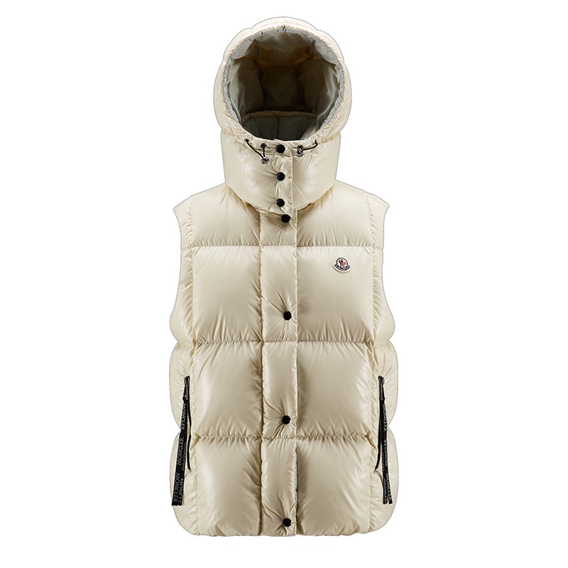 商品Moncler|Moncler/蒙克莱 22年秋冬新款 Luzule系列 女士象牙白/暖灰色漆面尼龙羽绒服马甲H20931A0006468950065,价格¥8824,第2张图片详细描述