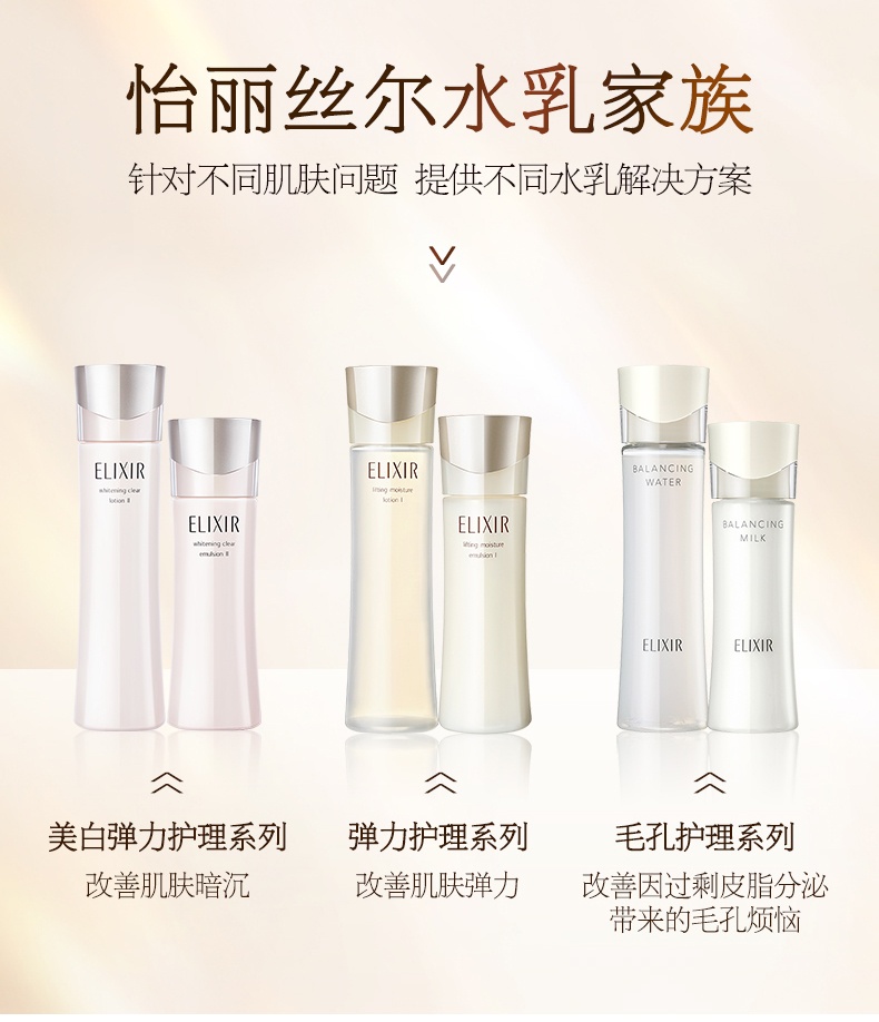 商品ELIXIR|怡丽丝尔 抗老蕴能凝时保湿滋润水乳套装 黑金水乳 水170ml+乳130ml 精致肌肤 充盈年轻,价格¥593,第9张图片详细描述