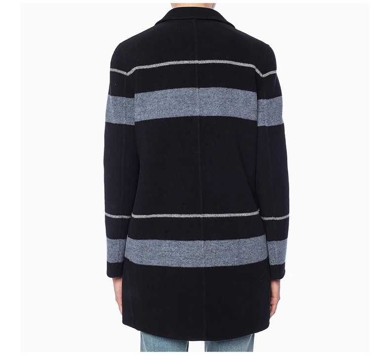 商品Emporio Armani|EMPORIO ARMANI 女士条纹羊毛大衣 1NL37T-19939-099,价格¥3864,第6张图片详细描述