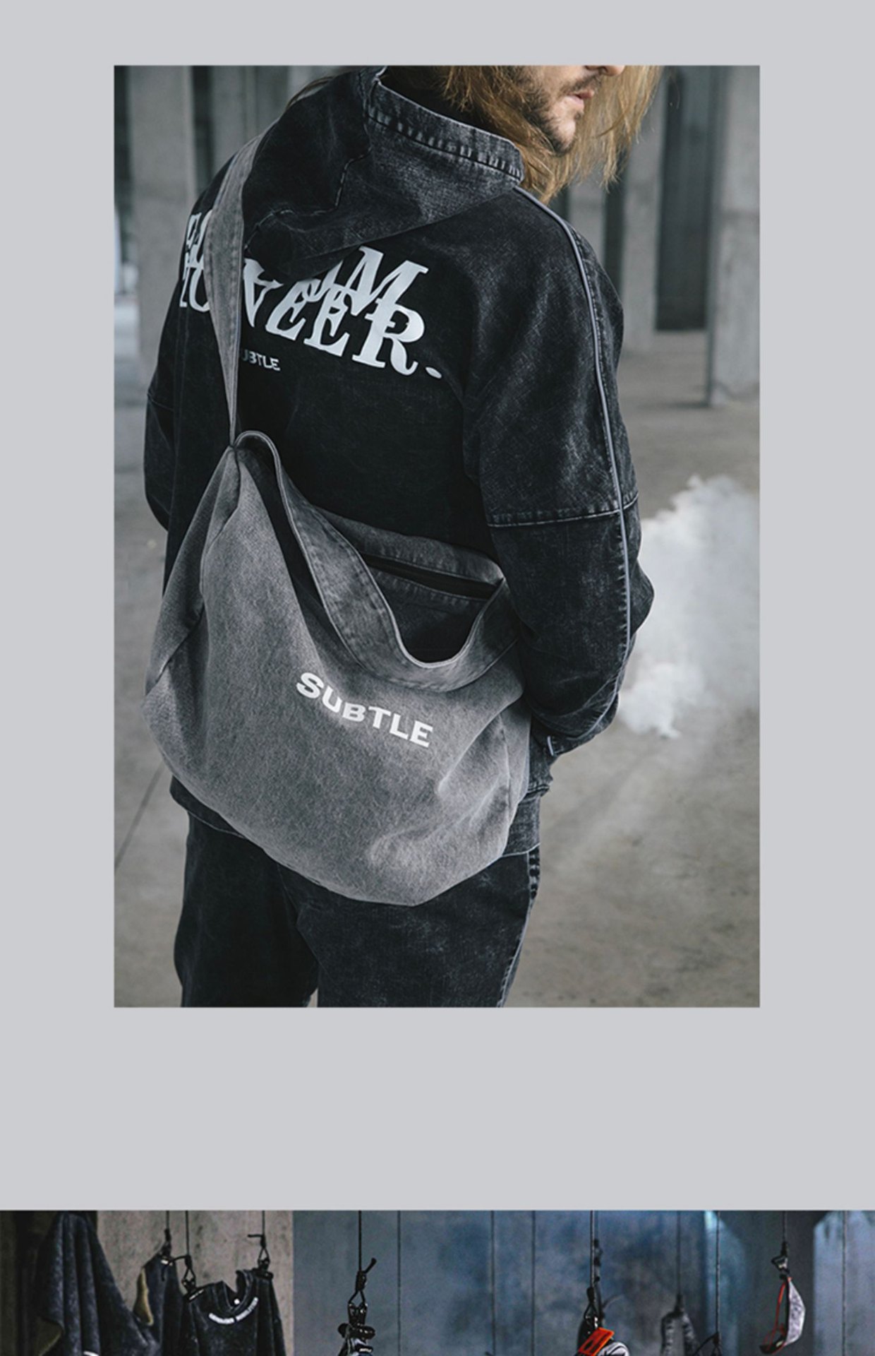商品[国内直发] Subtle|RAWMAD(E)�牛仔包女大容量复古水洗休闲旅行包单肩斜挎包男,价格¥386,第36张图片详细描述