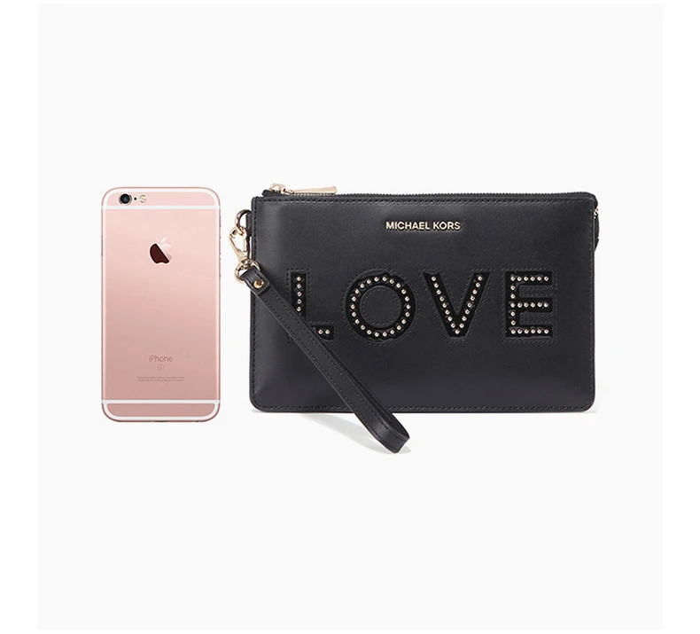 商品Michael Kors|Michael Kors 迈克高仕 黑色牛皮英文女士手拿包 32H7GFDW2O-BLACK,价格¥538,第7张图片详细描述