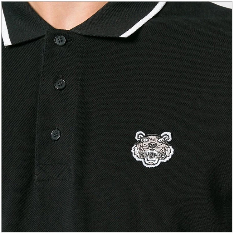 商品Kenzo|Kenzo 高田贤三 男士黑色纯棉虎头图案短袖POLO衫 F005PO0014BA-99,价格¥943,第7张图片详细描述