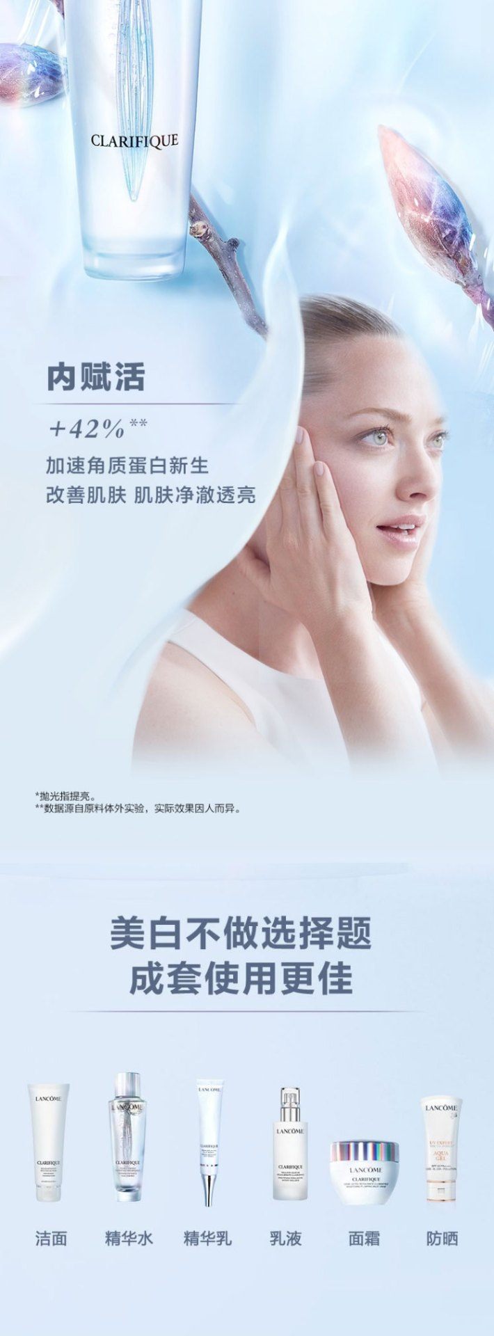 商品Lancôme|兰蔻(LANCOME)净澈焕肤双重精华水 极光水50ml 混油挚爱 透亮净澈肌肤 水油平衡,价格¥92,第6张图片详细描述