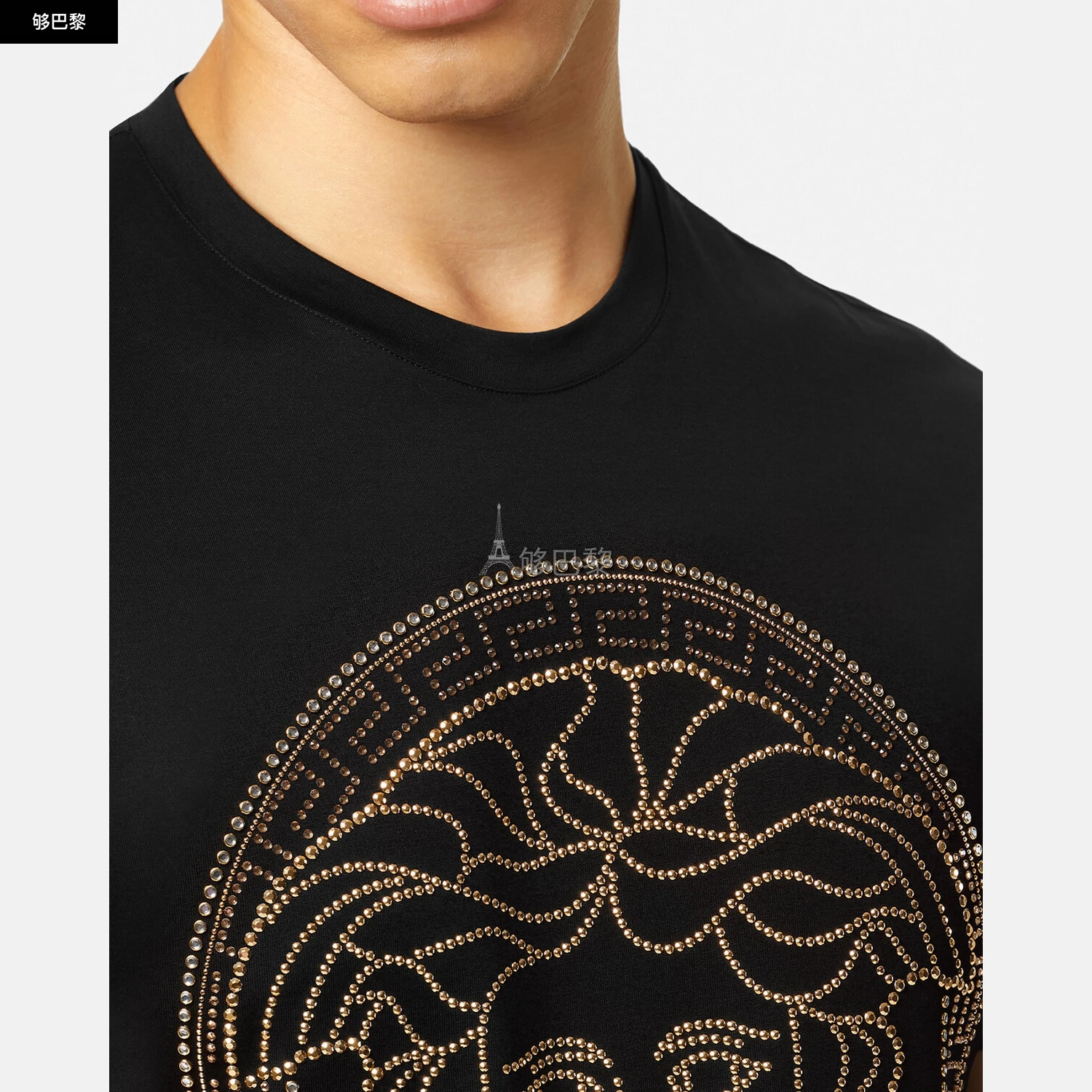 商品Versace|【预售】 范思哲 25春夏 男士 短袖T恤 水晶 Medusa T 恤 1013944-1A08491_1B000 ,价格¥6255,第4张图片详细描述