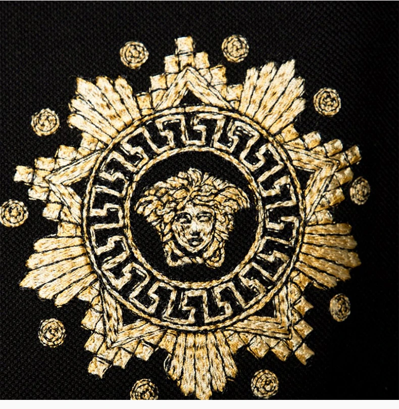 商品Versace|VERSACE 范思哲 黑色棉男士Polo衫 A85111-A231240-A2003,价格¥2434,第1张图片详细描述