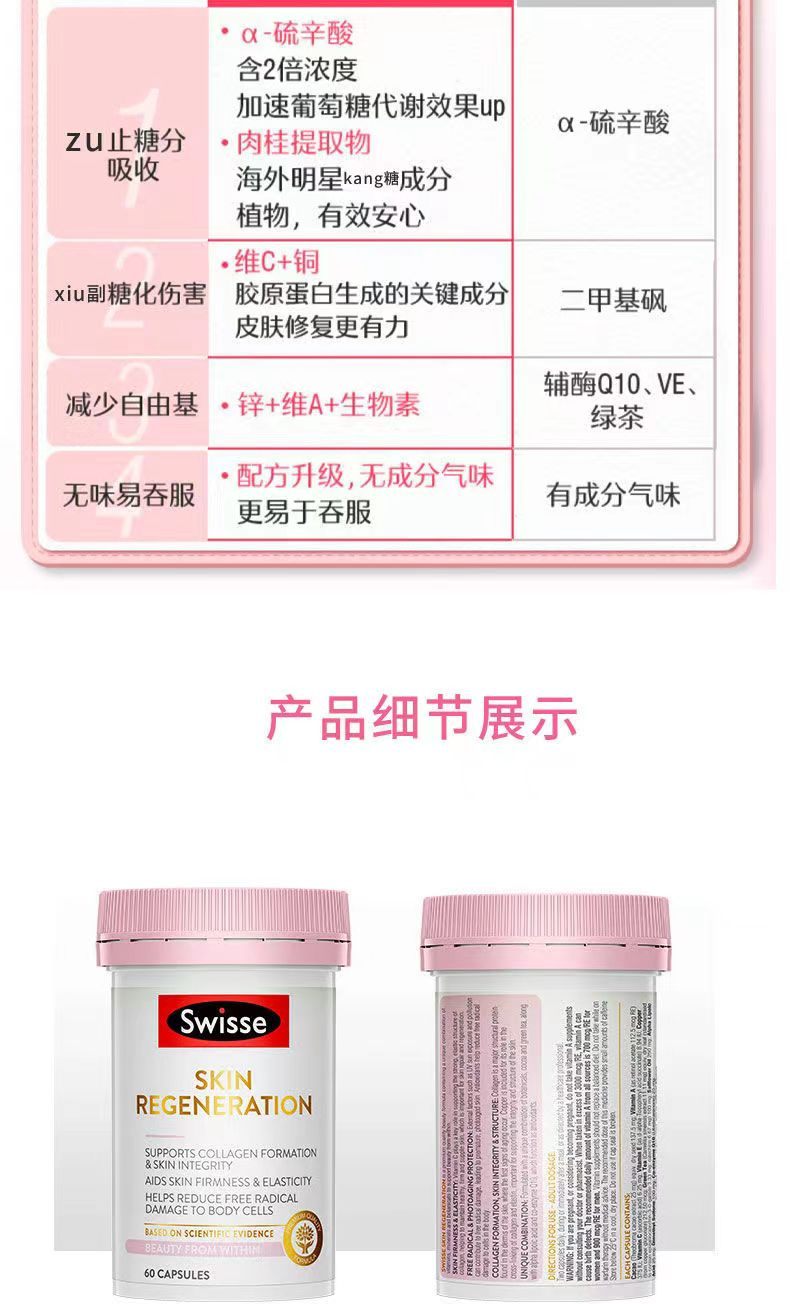 商品[国内直发] Swisse|Swisse斯维诗金装抗糖丸60粒,价格¥204,第3张图片详细描述