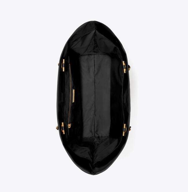 商品Tory Burch|汤丽柏琦Ella Logo徽标织物拼人造革托特包Tote包购物袋单肩手提包中号女款灰色黑色（香港仓发货）,价格¥2067,第6张图片详细描述
