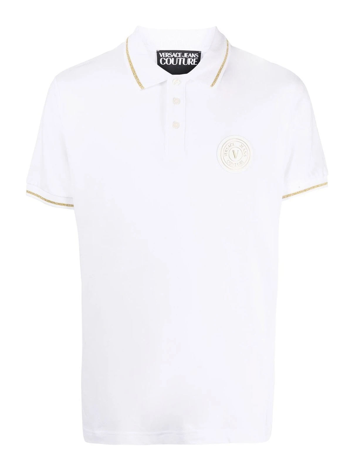 商品[国内直发] Versace|VERSACE 白色男士POLO衫 74GAGT08-CJ01T-G03,价格¥920,第1张图片详细描述