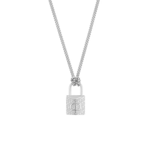 商品Dior|DIOR/迪奥 21年款 男士DIOR OBLIQUE图案挂锁黄铜项链 N1096HOMMT_D000,价格¥4521,第2张图片详细描述