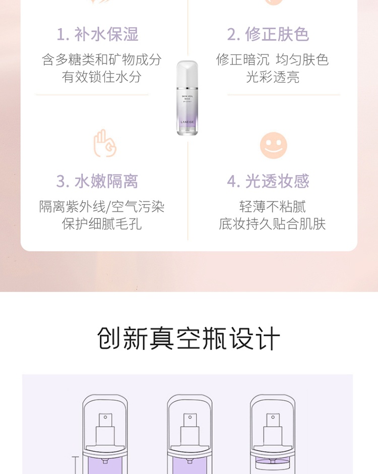 商品[国内直发] Laneige|Laneige 兰芝隔离霜雪纱丝柔防晒妆前乳打底修颜遮瑕 30ml,价格¥89,第7张图片详细描述