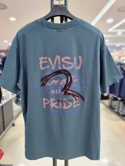 商品Evisu|【享贝家】（国内现货-QD）EVISU 福神 后背字母图案休闲圆领短袖T恤 男女同款 EU1UTS701,价格¥195,第6张图片详细描述