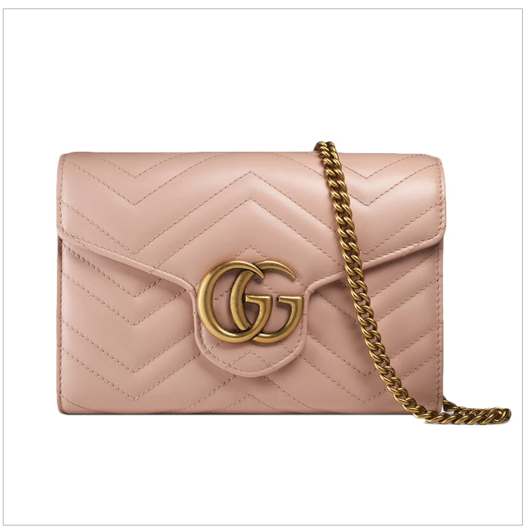 商品[国内直发] Gucci|GUCCI 古驰 女士粉色皮革链条包 474575-DRW1T-5909,价格¥9767,第2张图片详细描述