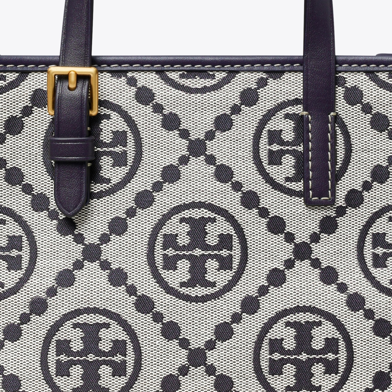 商品[国内直发] 【春节不打烊，国内现货速发】 Tory Burch| 汤丽柏琦TB女包T MONOGRAM经典老花满印织物提花托特包单肩斜挎包女包 迷你 145537 海军蓝,价格¥2747,第6张图片详细描述