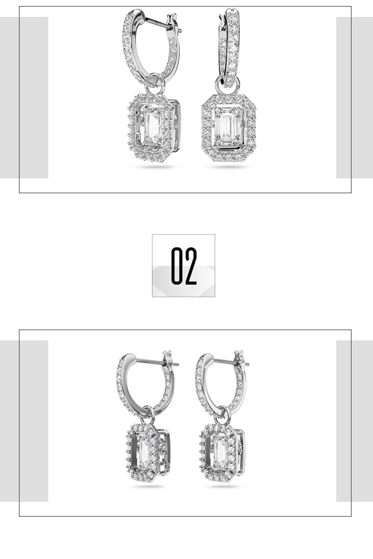 商品Swarovski|SWAROVSKI 施华洛世奇 MILLENIA 水滴形耳环 女 方糖造型 礼物 5638495,价格¥730,第3张图片详细描述