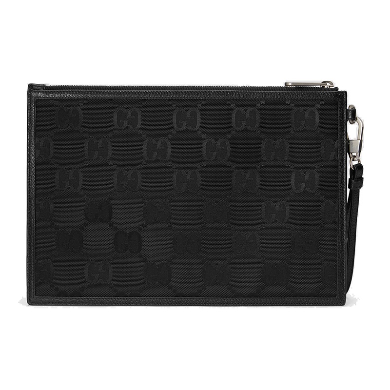 商品Gucci|GUCCI/古驰 黑色再生材质双G花纹尼龙手拿包625598H9HAN1000,价格¥6627,第3张图片详细描述