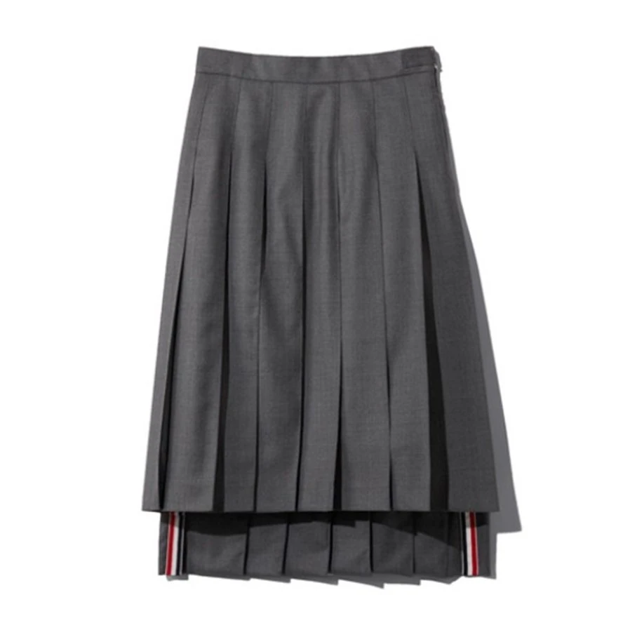 商品[国内直发] Thom Browne|THOM BROWNE 女士灰色百褶半裙 FGC400V-02872-035,价格¥11865,第1张图片详细描述