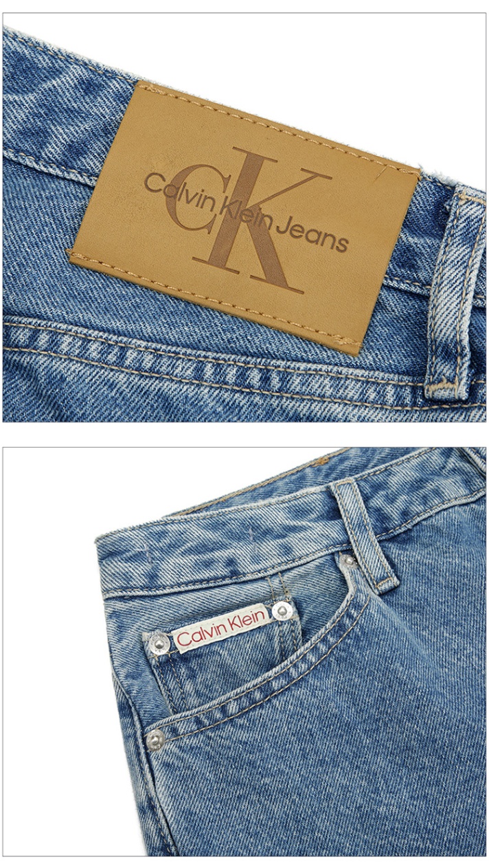 商品[国内直发] Calvin Klein|Calvin Klein/CK 女士浅蓝色门襟扣洞款牛仔直筒裤 ,价格¥799,第4张图片详细描述