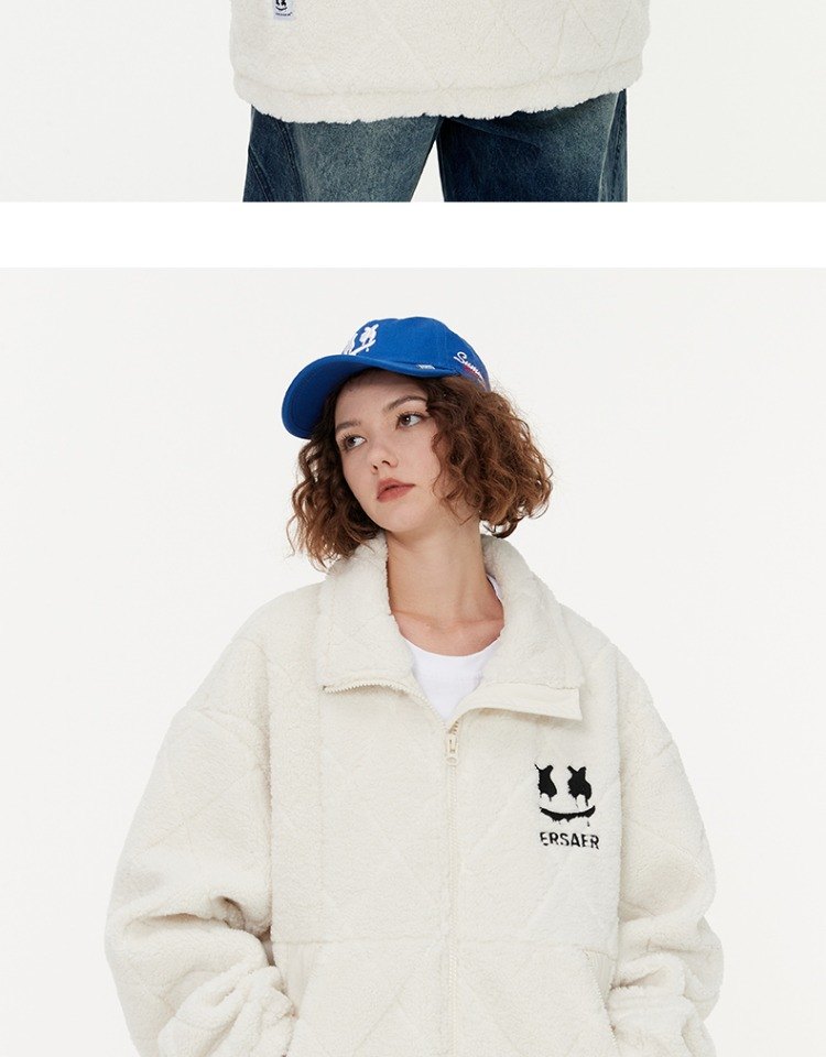 商品[国内直发] ERASER| ER 基础logo刺绣仿羊羔毛棉衣男女同款冬潮牌宽松摇粒绒情侣夹克棉服外套ERyg2255339,价格¥369,第15张图片详细描述