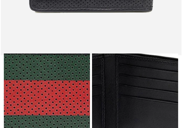�商品[国内直发] Gucci|GUCCI 古驰 男士黑绿红色皮革拼色网眼短款钱包 352260-BUZ3T-1073,价格¥2333,第7张图片详细描述