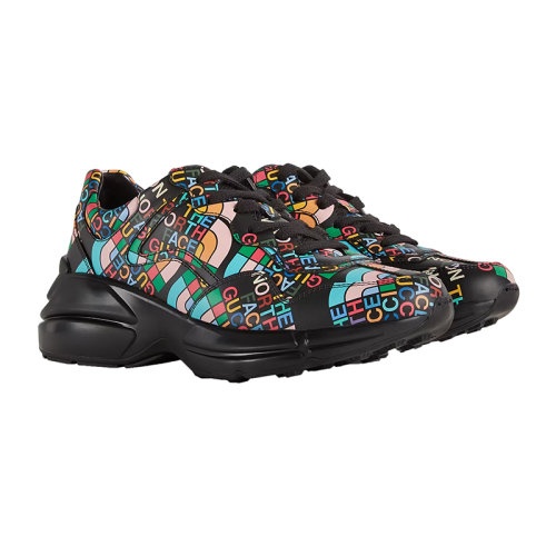 商品Gucci|【包税】GUCCI/古驰 The North Face x Gucci系列 女士多色皮革饰有全鞋面LOGO印花备用鞋带低跟运动鞋685738UOQ001086,价格¥7896,第4张图片详细描述