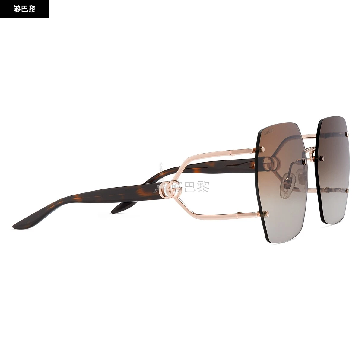 商品Gucci|【预售】 古驰 24秋冬 女士 太阳眼镜 几何造型镜框太阳眼镜 778291 I3330 8023,价格¥4747,第3张图片详细描述