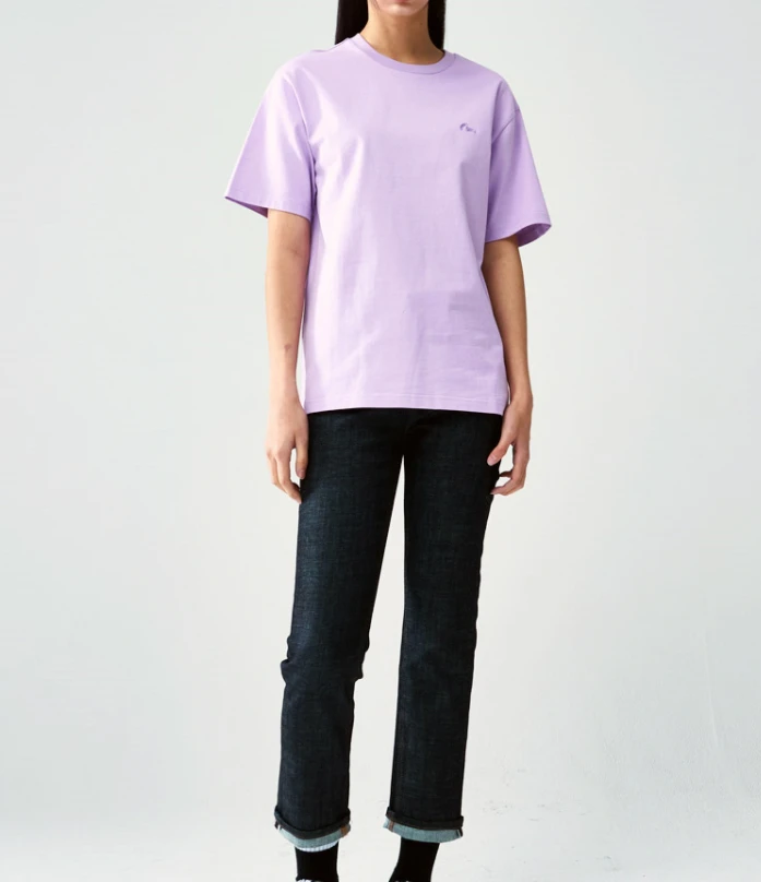 商品Evisu|【享贝家】（国内现货-QD）Evisu 福神 纯色小标圆领休闲宽松短袖T恤 男女同款 粉紫 EU5UTS925LV,价格¥164,第4张图片详细描述