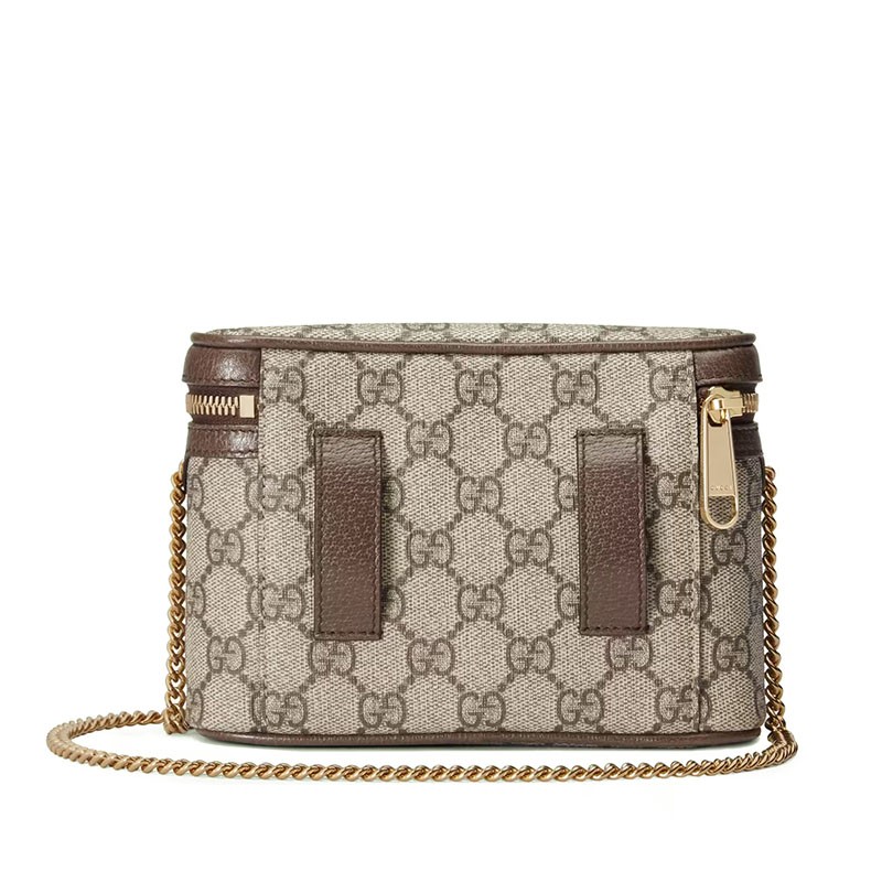 商品Gucci|GUCCI/古驰 22新款Ophidia系列 女士乌木色/米色老花印花帆布棕色皮革滚边金扣饰红绿织带细节多功能链条包单肩包手拿包腰包69976596IWG8745,价格¥8748,第3张图片详细描述