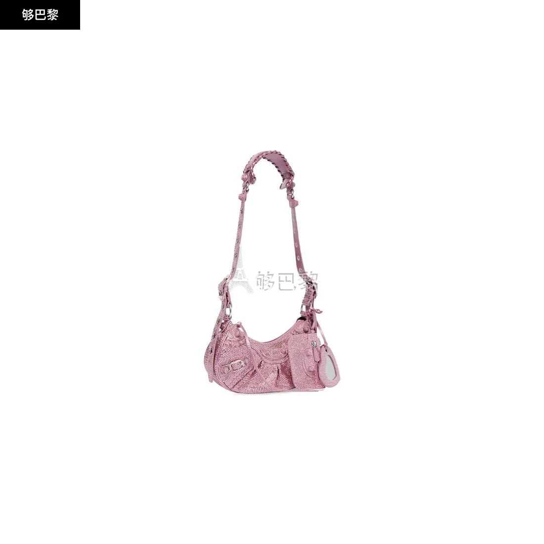 商品Balenciaga|【预售】 巴黎世家 24秋冬 女士 单肩包 Women's Le Cagole Xs Shoulder Bag With Rhinestones in Pink 671309210G25872,价格¥52311,第3张图片详细描述