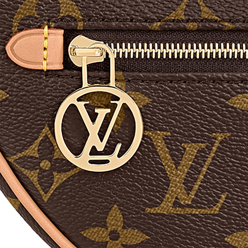 商品Louis Vuitton|【预售十天】路易威登 22春夏新款LOOP系列 女士经典棕色系老花帆布牛皮革饰边金扣金链单肩手提豌豆月牙包M81098,价格¥17643,第6张图片详细描述