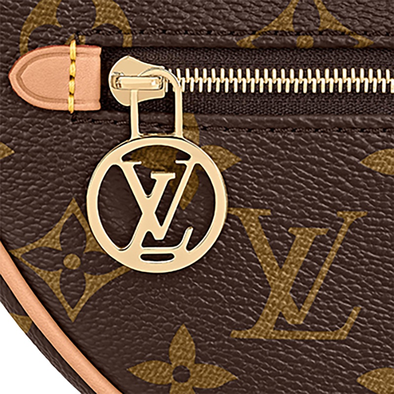 商品Louis Vuitton|【现货】路易威登 22春夏新款LOOP系列 女士经典棕色系老花帆布牛皮革饰边金扣金链单肩手提豌豆月牙包M81098,价格¥16863,第6张图片详细描述