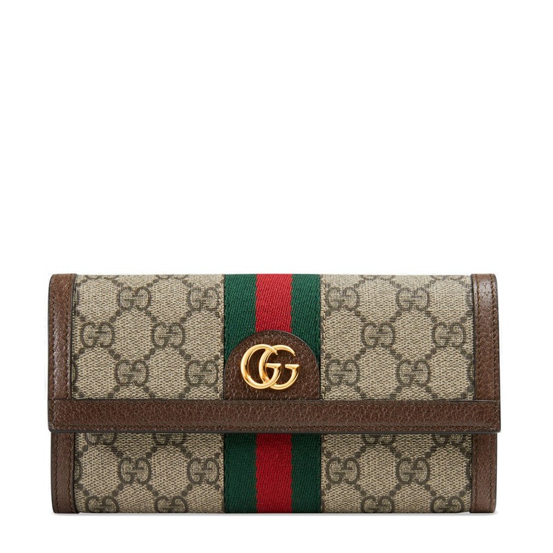 商品Gucci|GUCCI/古驰 Ophidia女士棕色帆布双G按扣钱包 523153 96IWG 8745,价格¥5039,第2张图片详细描述