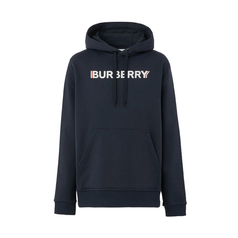 商品Burberry|BURBERRY/博柏利 男士海军蓝棉质徽标印花连帽休闲卫衣80687991,价格¥1428,第2张图片详细描述