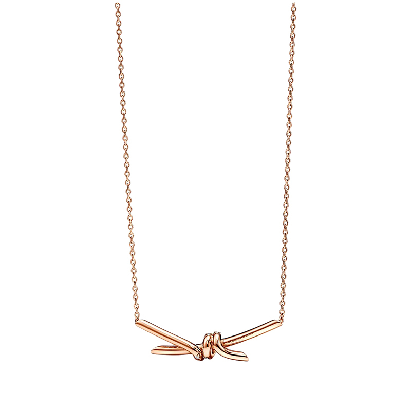 商品Tiffany & Co.|  Tiffany & Co./蒂芙尼 22春夏新款 Knot系列 18K金 玫瑰金色 镶钻绳结吊坠项链69683231,价格¥44098,第3张图片详细描述