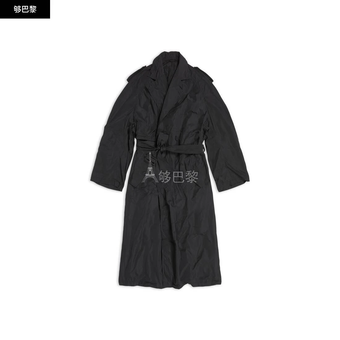 商品Balenciaga|包邮包税【预售7天发货】 BALENCIAGA巴黎世家 23秋冬 女士 风衣 Packable Trench in Black 720148TMO051000,价格¥22803,第3张图片详细描述