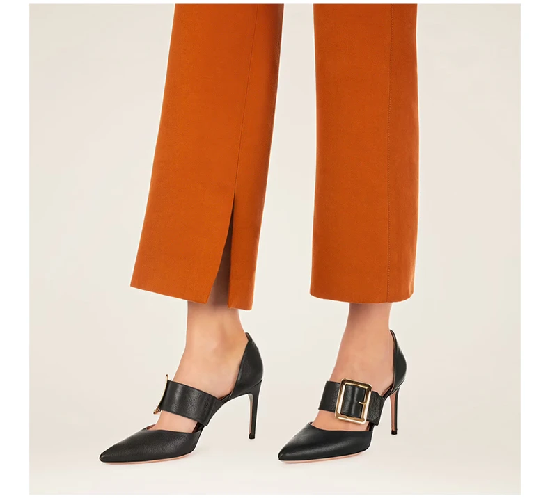 商品Bally|BALLY 女士黑色羊皮交叉扣带浅口高跟鞋 6238161,价格¥2864,第7张图片详细描述