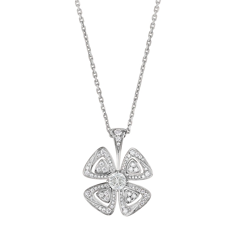 商品BVLGARI|  BVLGARI/宝格丽 FIOREVER系列 18K金白金花朵项链镶有钻石和密钉钻石 354496,价格¥101315,第2张图片详细描述
