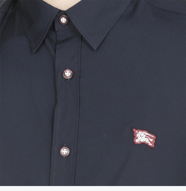 商品Burberry|Burberry 博柏利 男士深蓝色棉质衬衫T恤 8008413,价格¥1406,第7张图片详细描述