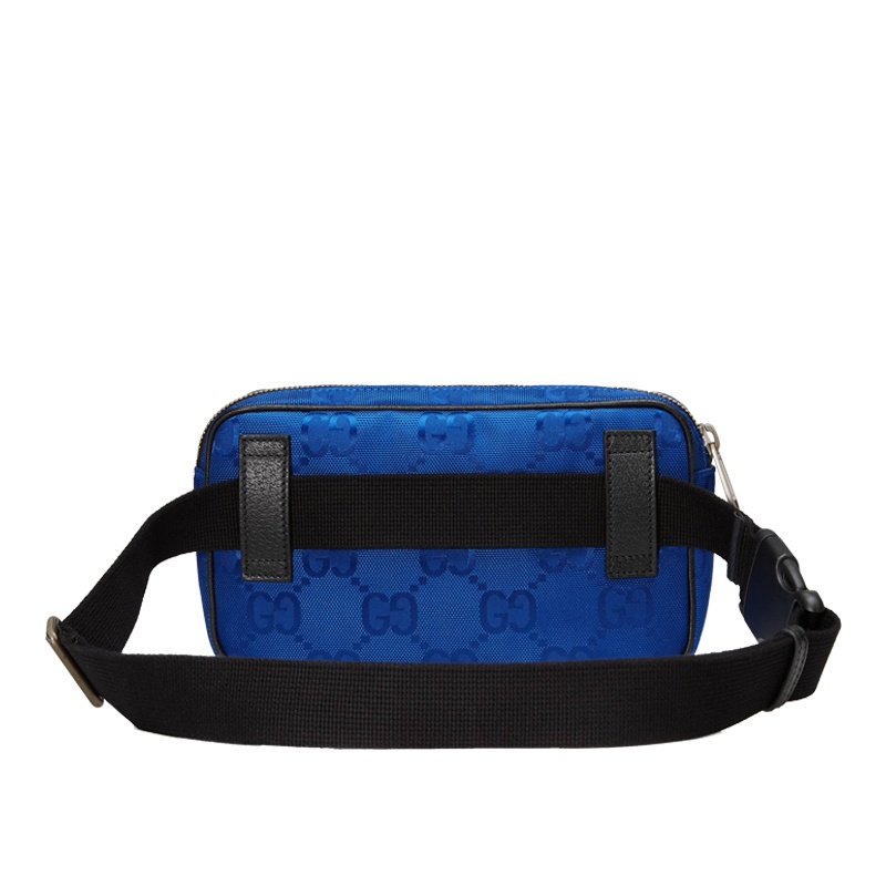 商品Gucci|GUCCI/古驰 经典款Off The Grid系列 男士黑色/蓝色再生尼龙拼皮暗纹老花腰包,价格¥6830,第7张图片详细描述
