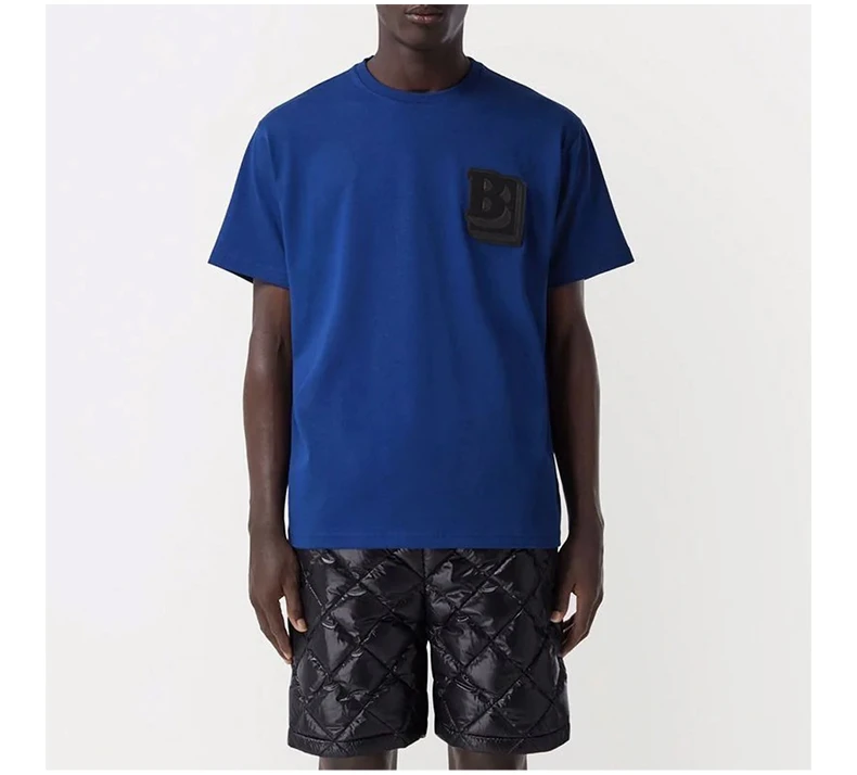 商品[国内直发] Burberry|BURBERRY 男士蓝色字母图案纯棉短袖T恤 8048015,价格¥3681,第5张图片详细描述