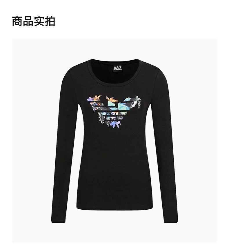 商品Emporio Armani|EMPORIO ARMANI 黑色女士T恤 6GTT20-J12Z-1200,价格¥559,第1张图片详细描述