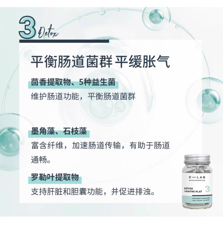 商品D-Lab|轻盈小腹排毒胶囊 56粒 消除胀气促进消化,价格¥262,第5张图片详细描述