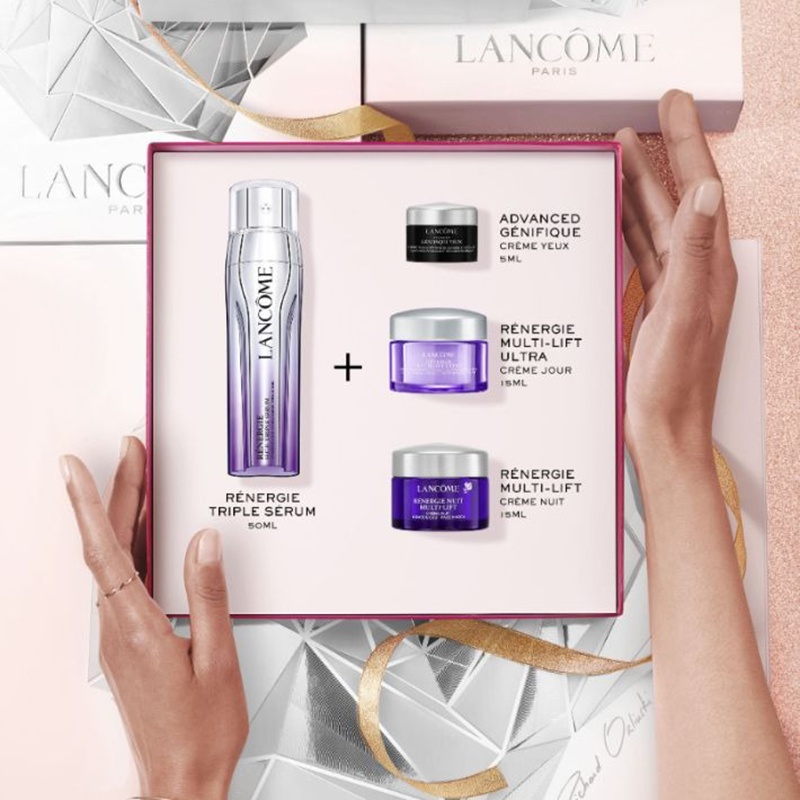 商品Lancôme|兰蔻2022塑颜限量护肤4件套 三管精华50ml+塑颜面霜15ml+塑颜晚霜15ml+眼霜5ml,价格¥773,第2张图片详细描述