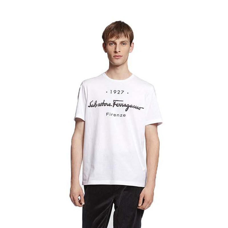 商品Salvatore Ferragamo|Salvatore Ferragamo 菲拉格慕 白色男士短袖 12 0613 728398,价格¥2656,第3张图片详细描述