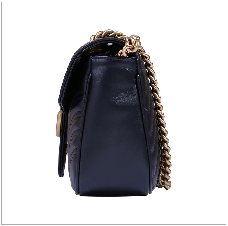商品[国内直发] Gucci|GUCCI 古驰 GG Marmont系列 马蒙 金标logo做旧 绗缝皮革链条黑色女士单肩包 443497-DTDIT-1000,价格¥20770,第5张图片详细描述