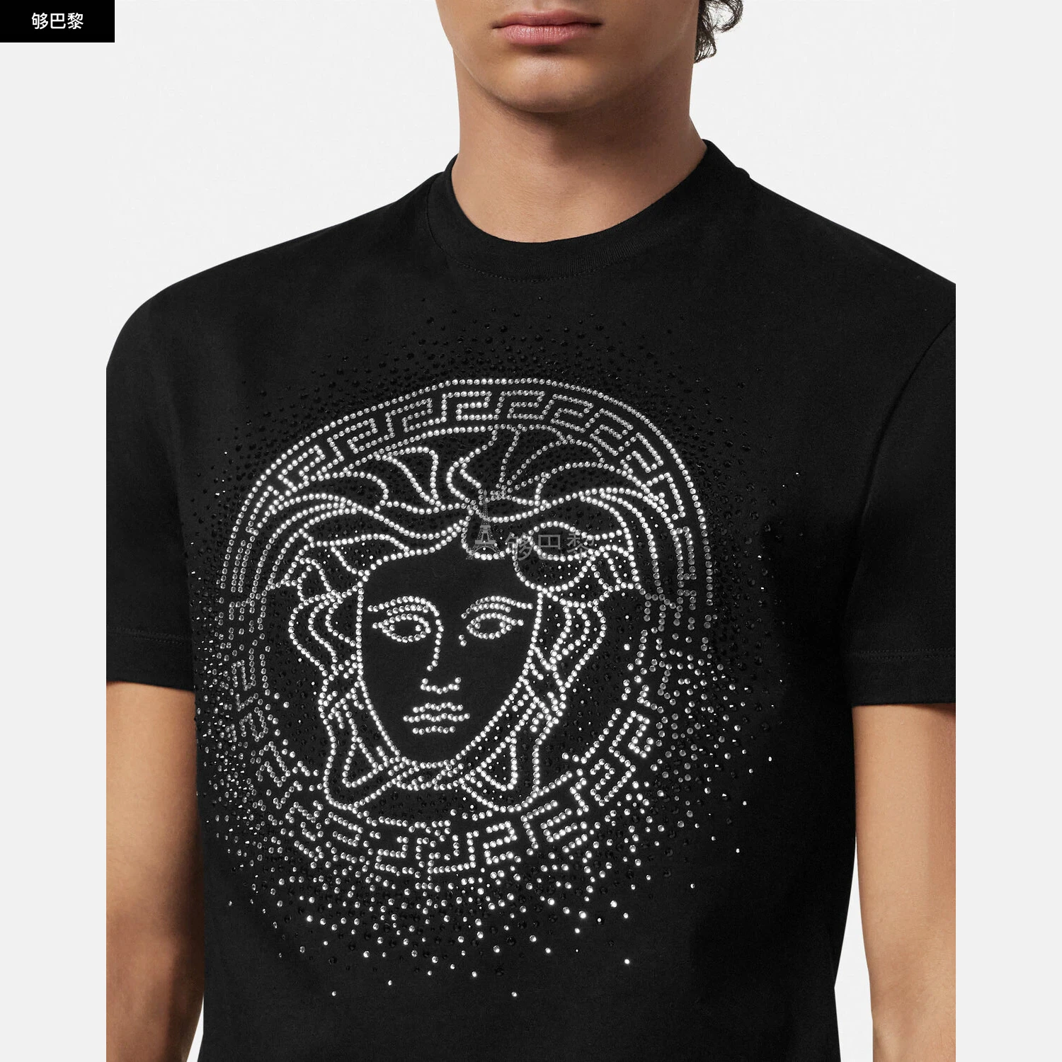 商品Versace|【预售】 范思哲 25春夏 男士 短袖T恤 水晶Fading Medusa T恤 1013944-1A14358_1B000 ,价格¥12237,第5张图片详细描述
